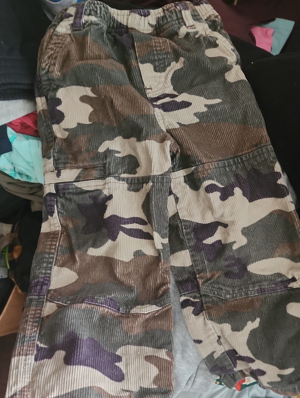 The Children's Place Camouflage Corduroy Cargo Pants - Green, Brown, Tan